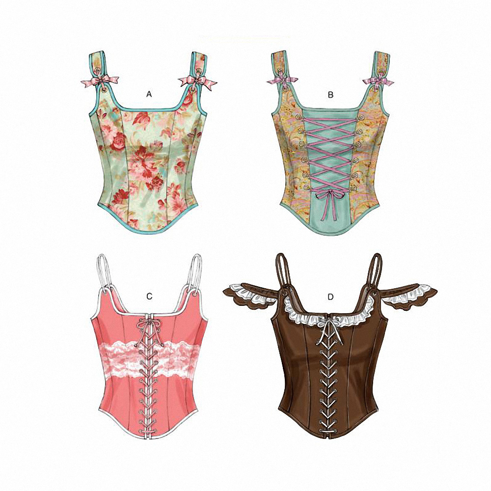 Boned Corsets with Lacing and Ruffle Pattern from