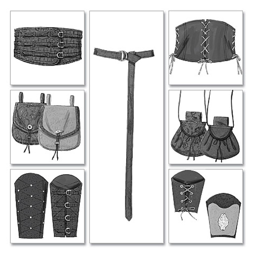 Wrist Bracers, Corset, Belt And Pouches Pattern from