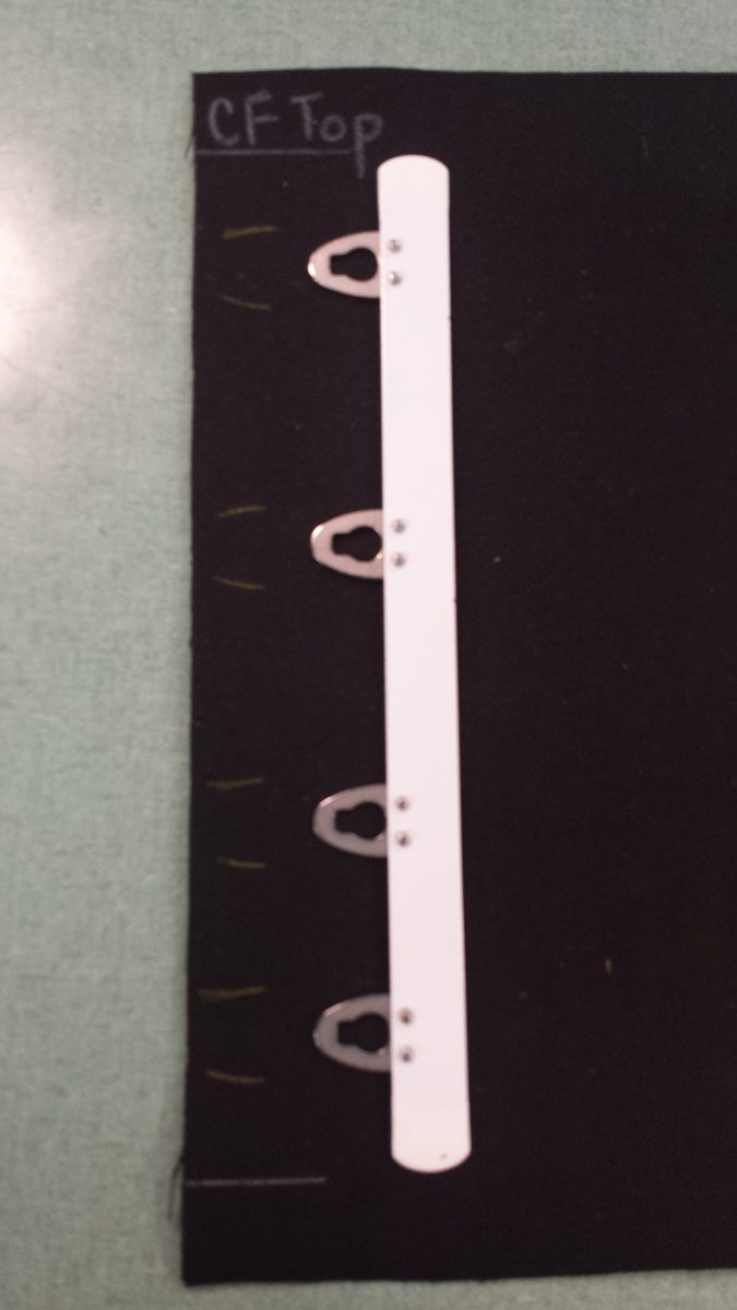 Standard corset busk with eye side and post side shown together