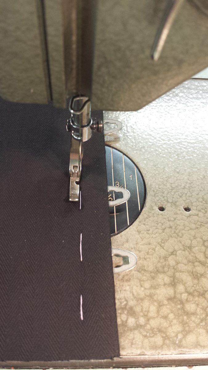 Post side of the busk basted in place