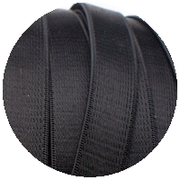 Circular image of black bra strap elastic