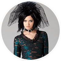 Circular image of woman in costume