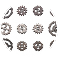 Circular image of gear shaped hat ornaments