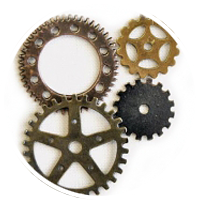 Circular image of steampunk gears